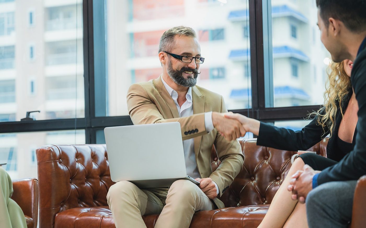 Two colleagues in a meeting